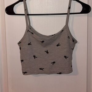 PLAYBOY Gray Top with Black Accents